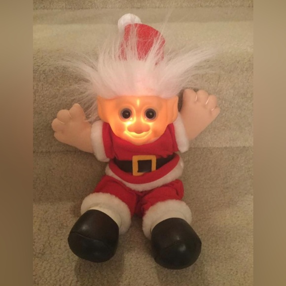Troll doll with blue eyes Santa claus  12” tall with music, Christmas songs. - Picture 4 of 6